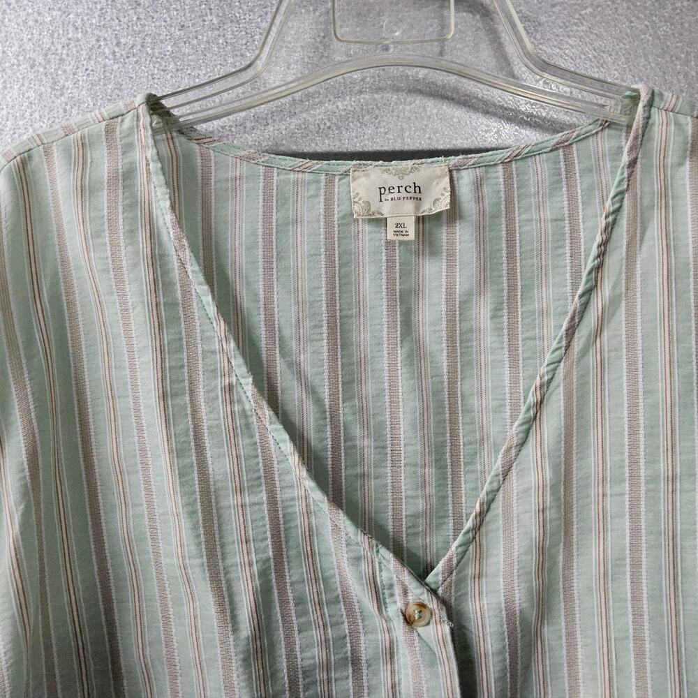 Perch Women's 2XL Peplum‎ Blouse Shirt Top Hi-low Hem